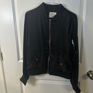 Ashley by 26 International Womens Bomber Jacket Silk Blend Black L 13785-5FC